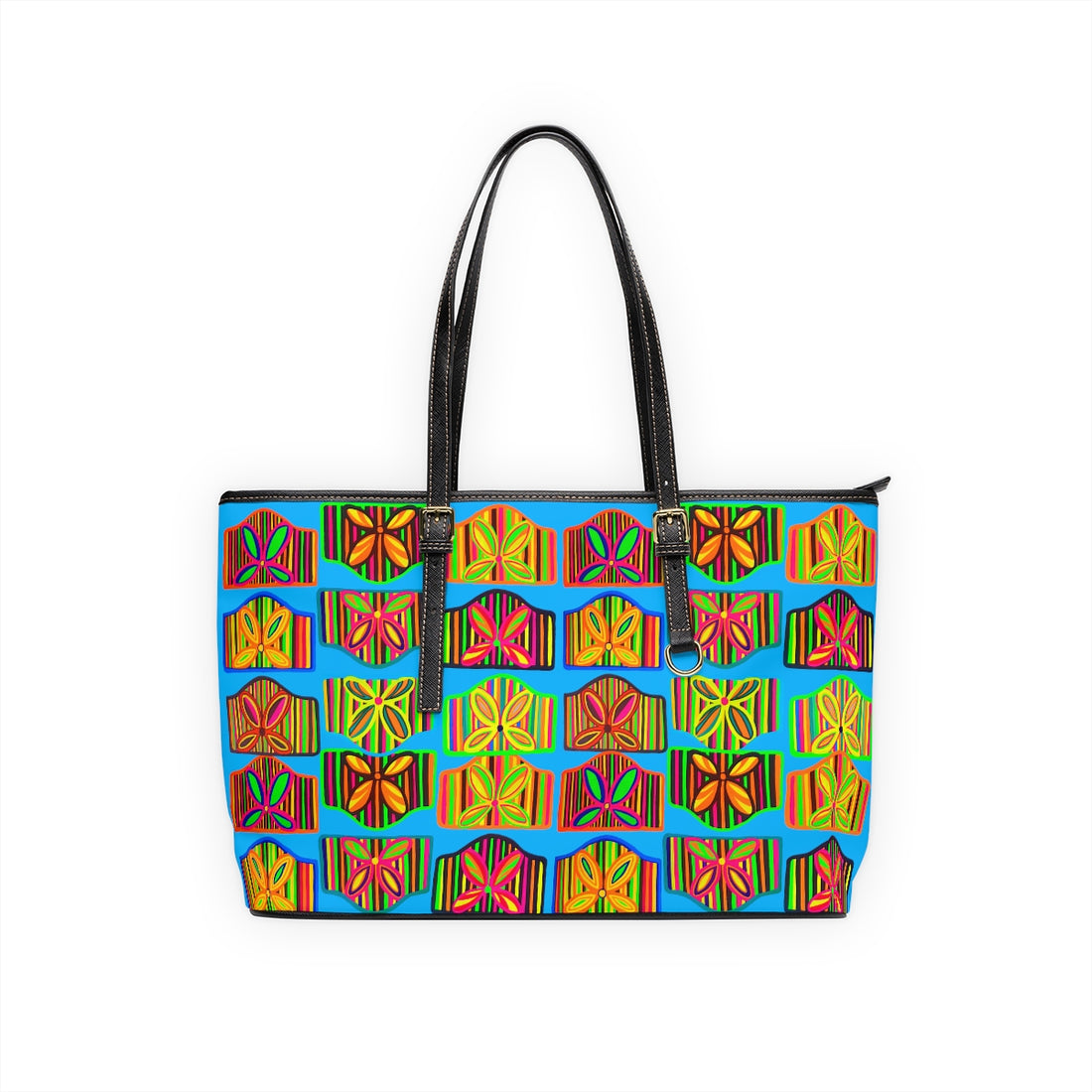 Aqua Deco PU Leather Shoulder Bag