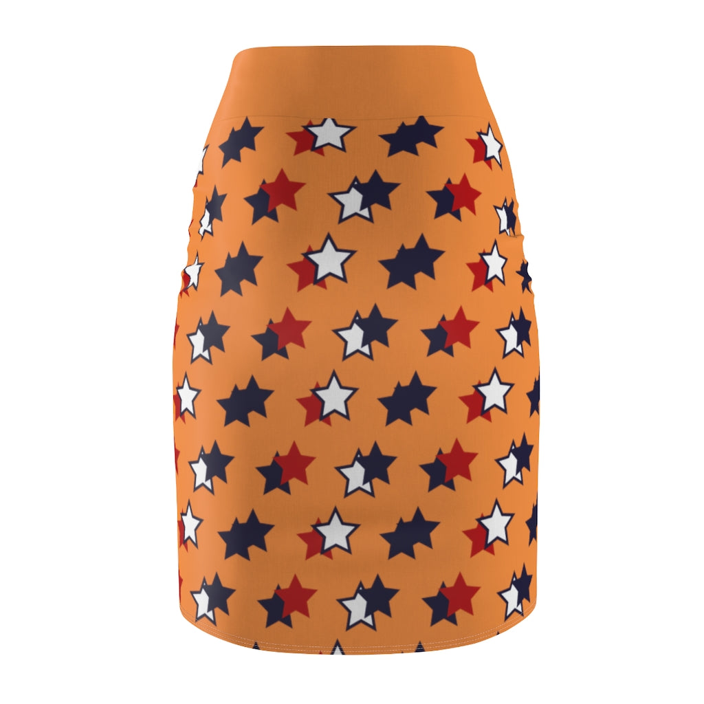 AOP Starry Peach Pencil Skirt