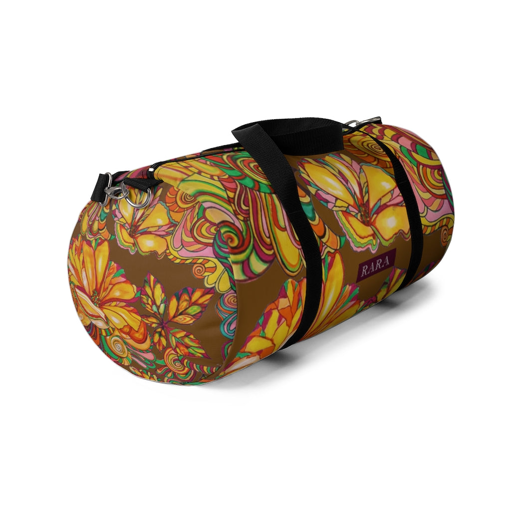 Artsy Floral Dallas Brown Duffel Bag