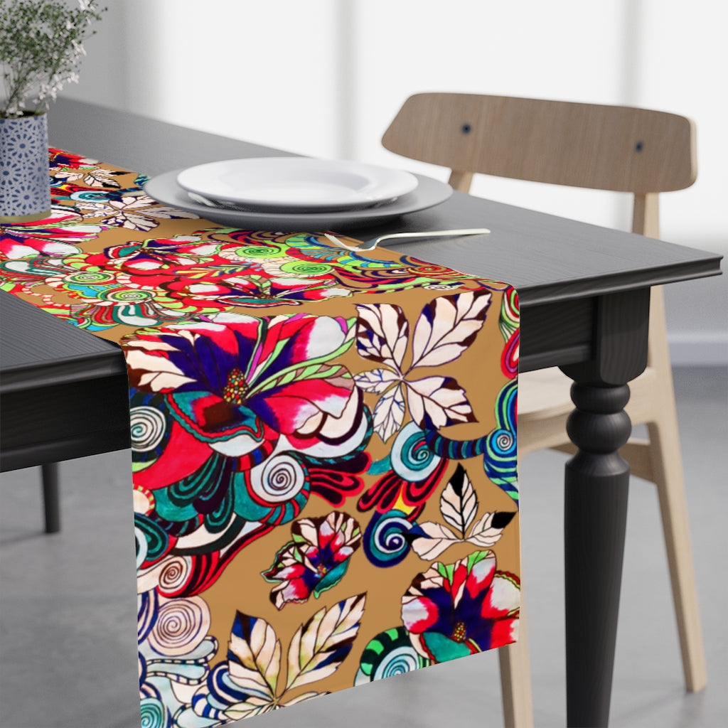 Artsy Floral Pop Tussock Table Runner