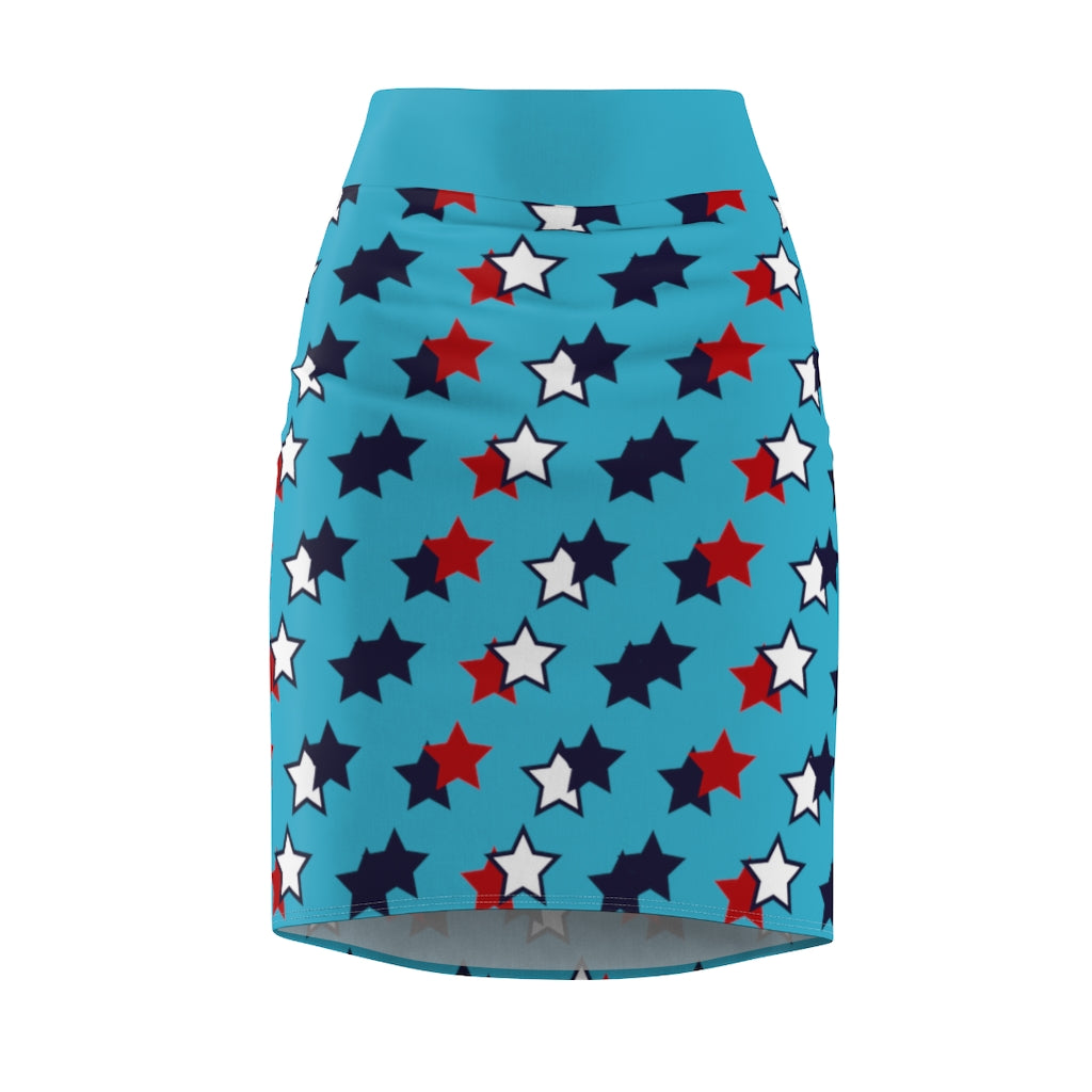 AOP Starry Aqua Pencil Skirt
