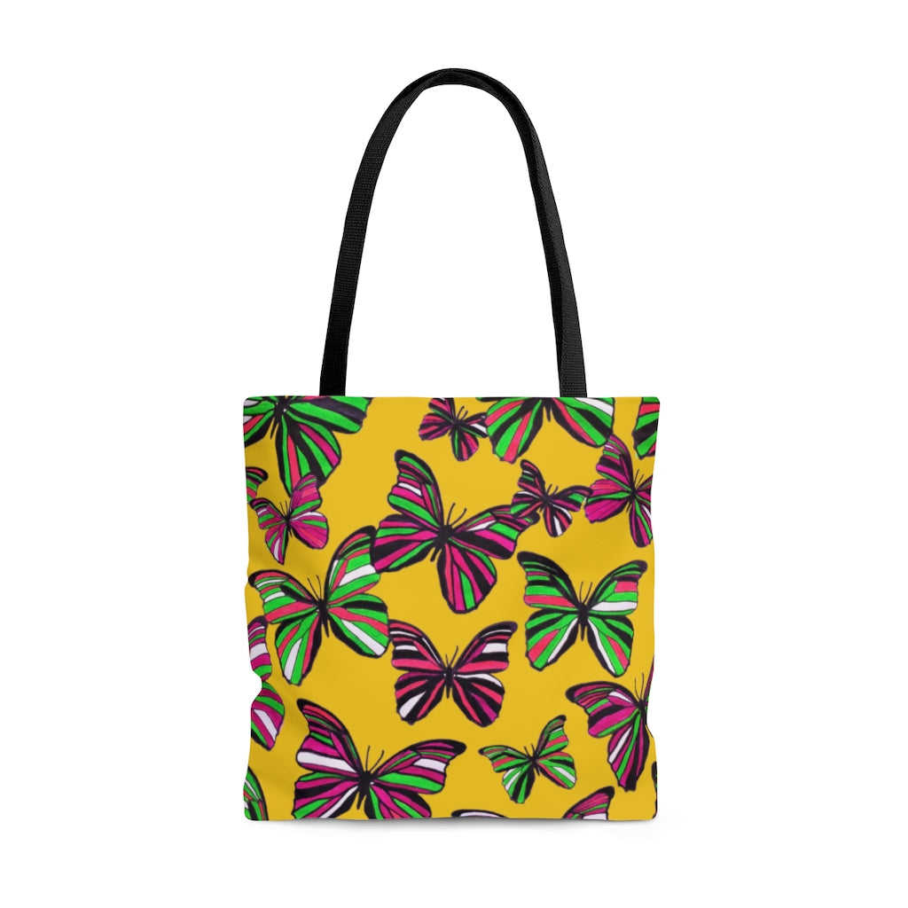 AOP Butterflies Yellow Tote Bag