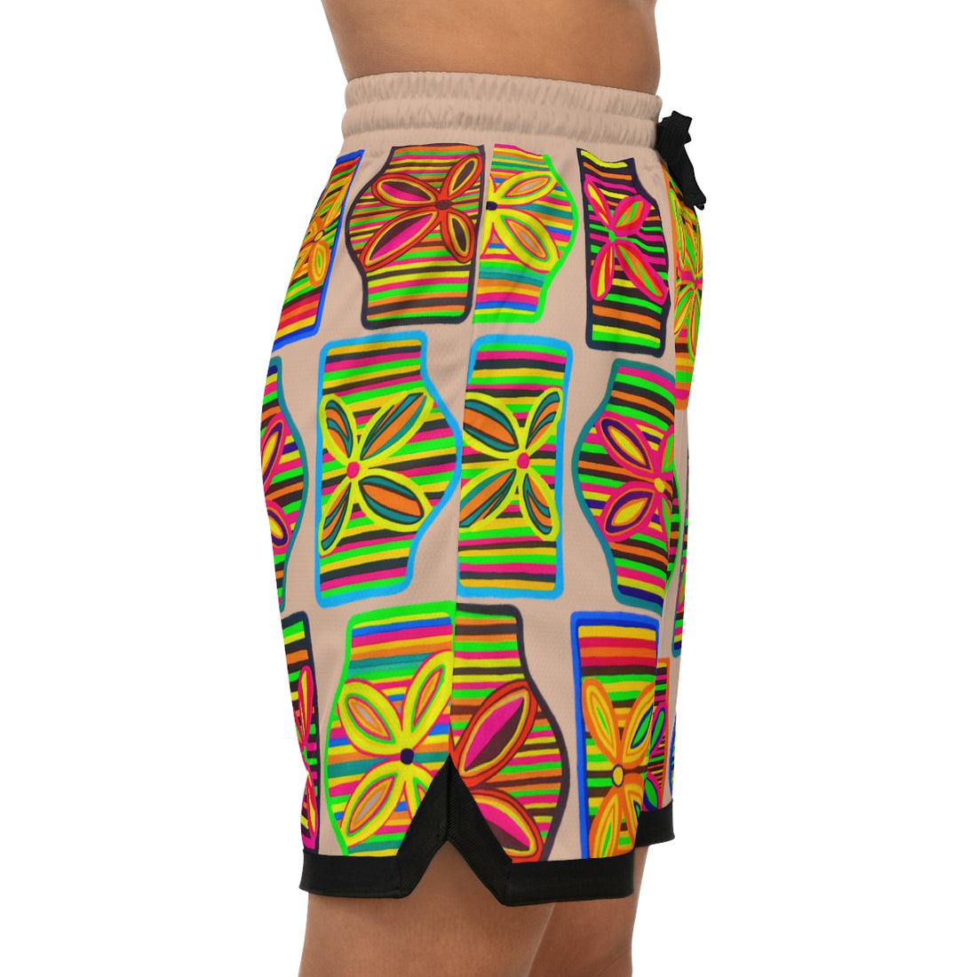 Nude Deco Print Basketball Rib Shorts (AOP)