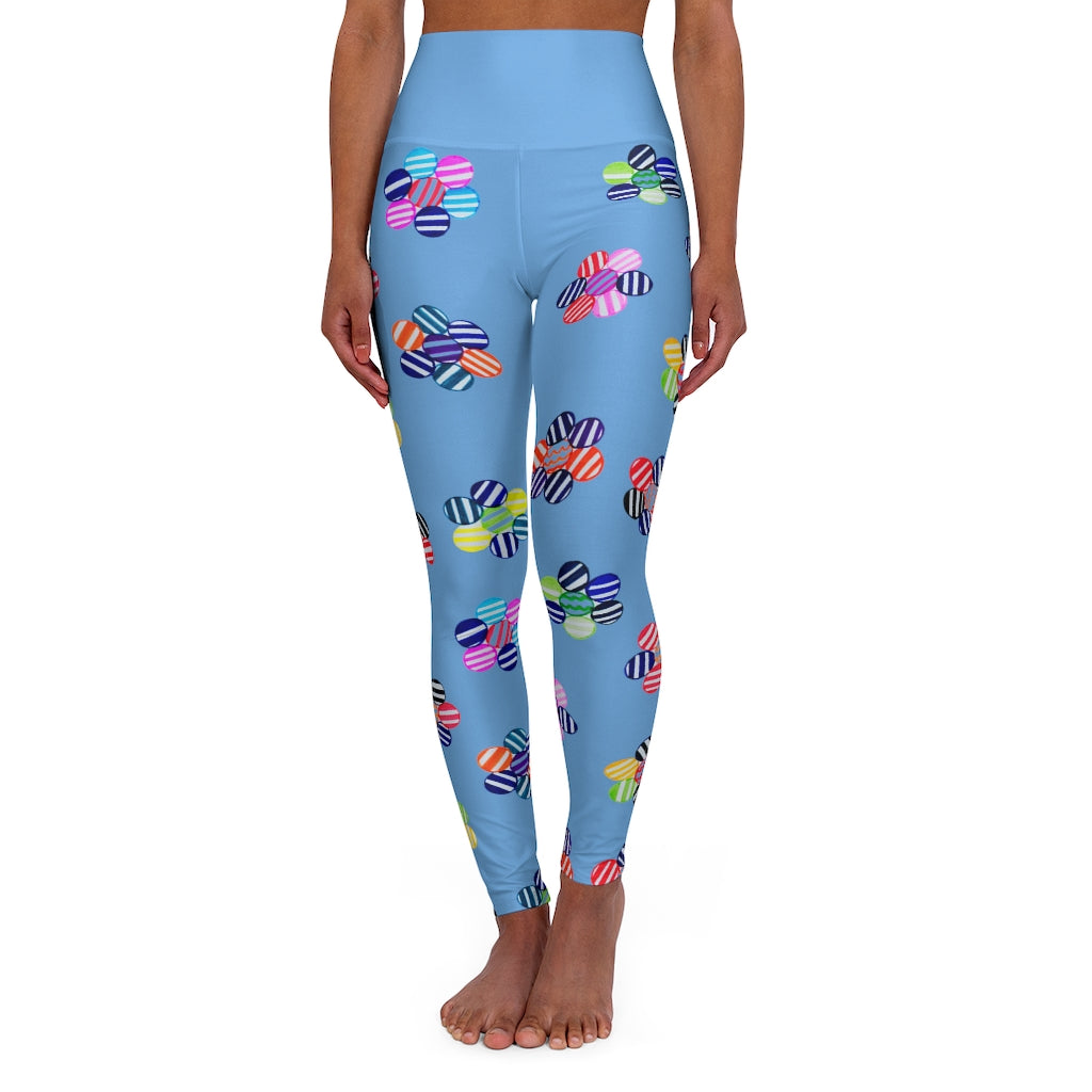 sky geometric floral printed yoga leggings