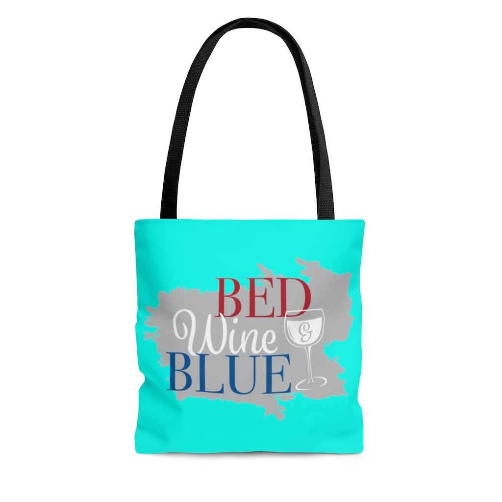 AOP Bed & Wine Cyan Tote Bag