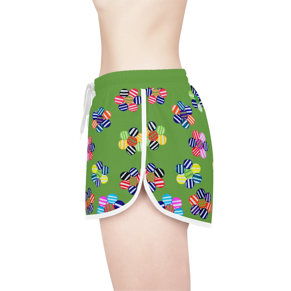 Olive Candy Florals Relaxed Shorts