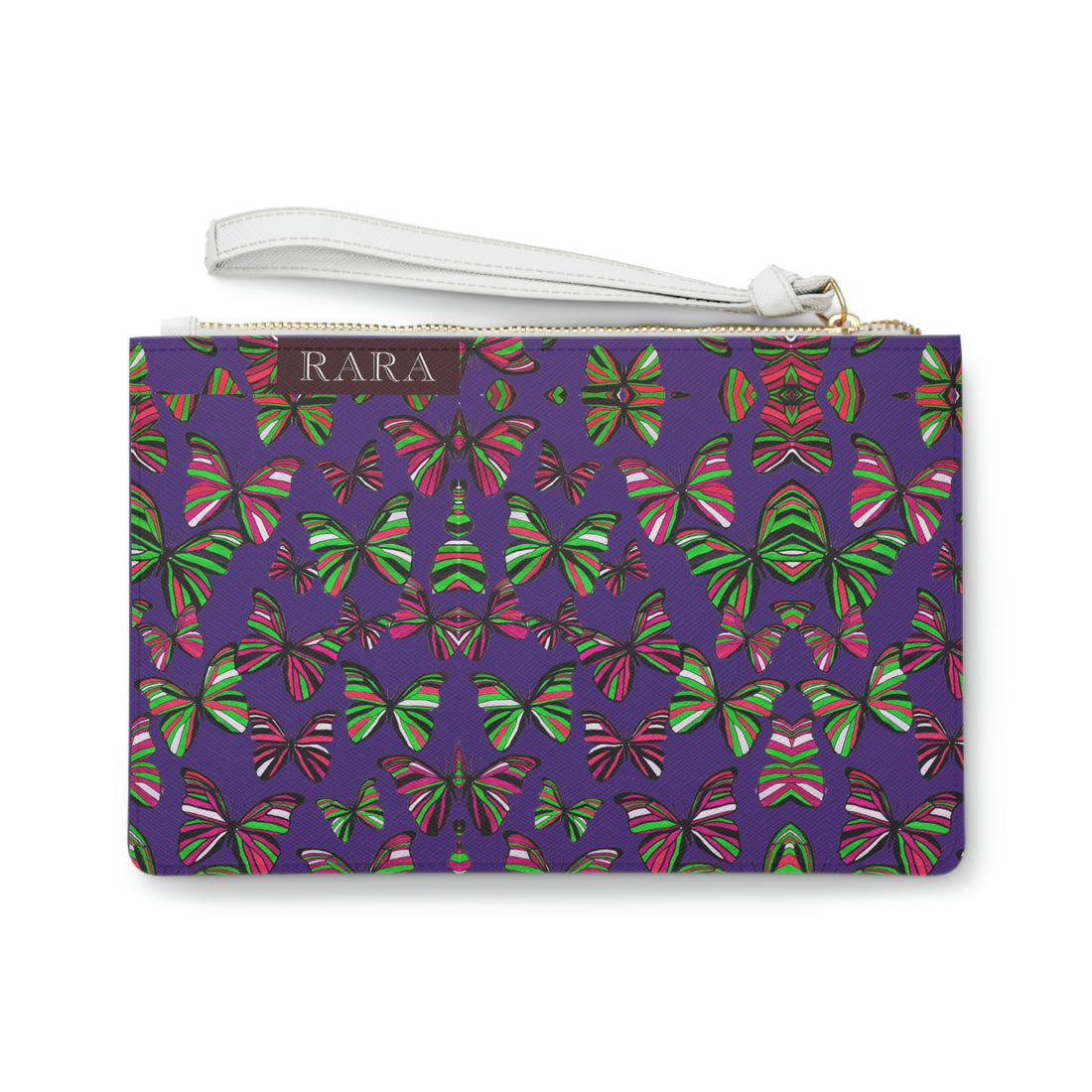 Purple Butterfly Print Clutch Bag