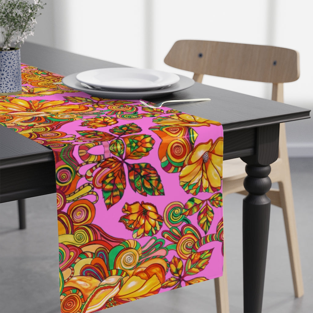 Artsy Floral Rose Table Runner