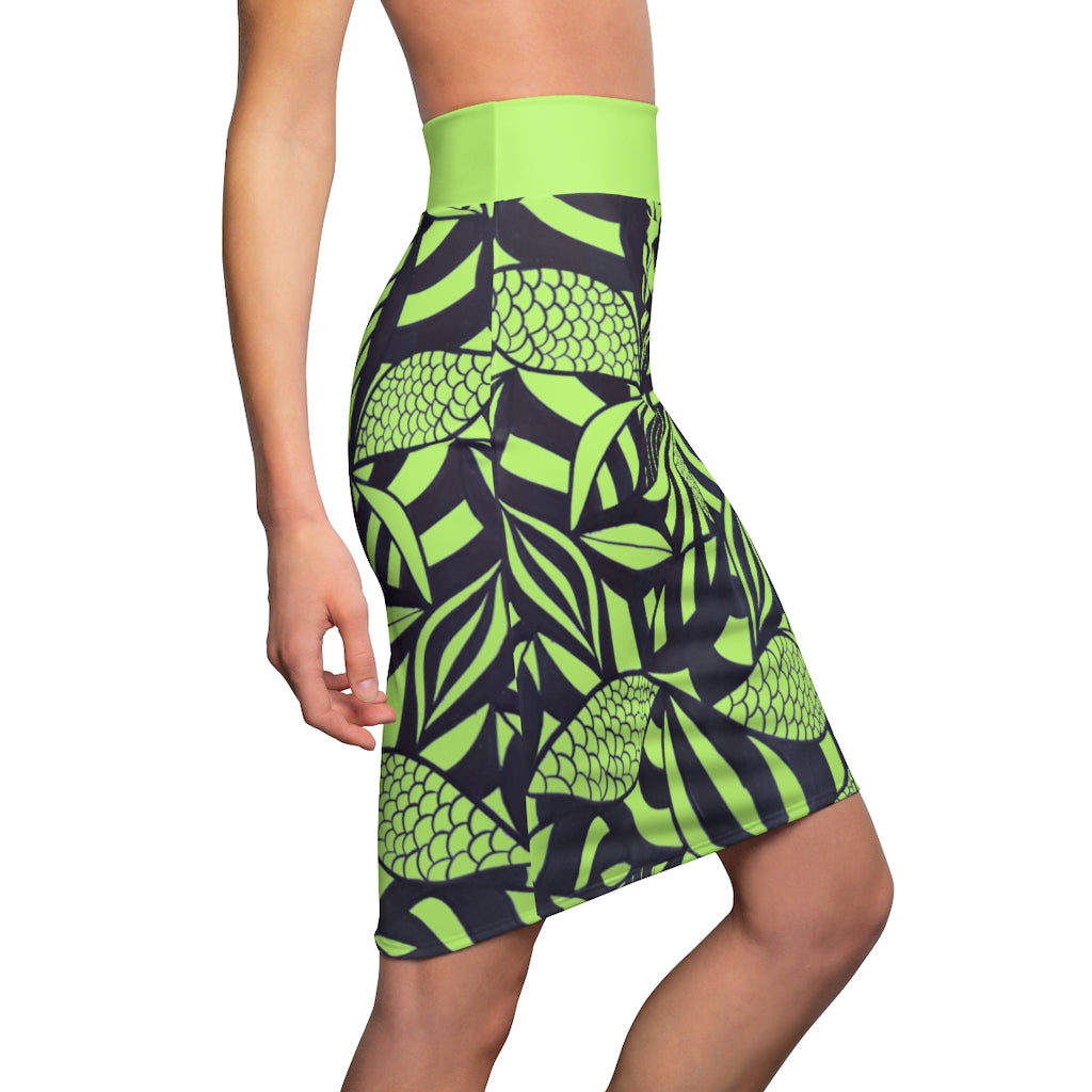 Tropical Minimalist Lime Pencil Skirt