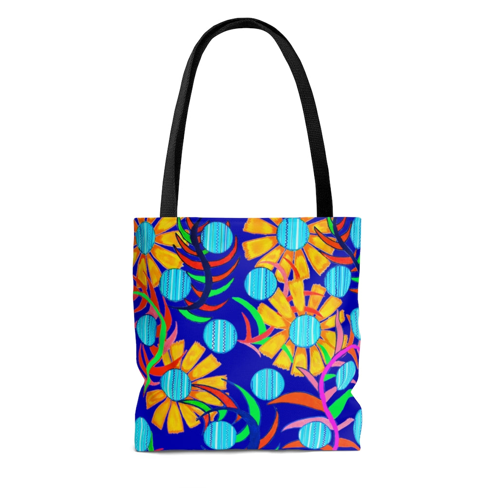 AOP The Sunflower Electric Blue Tote Bag