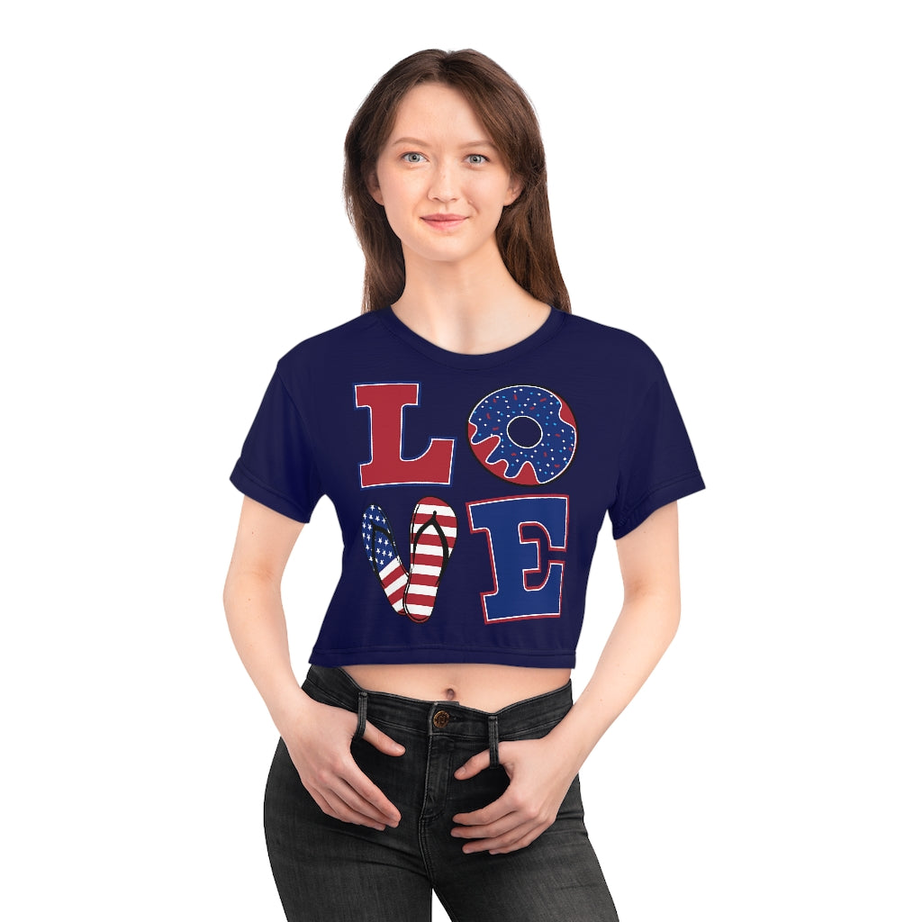 violet LOVE printed crop t-shirt for women