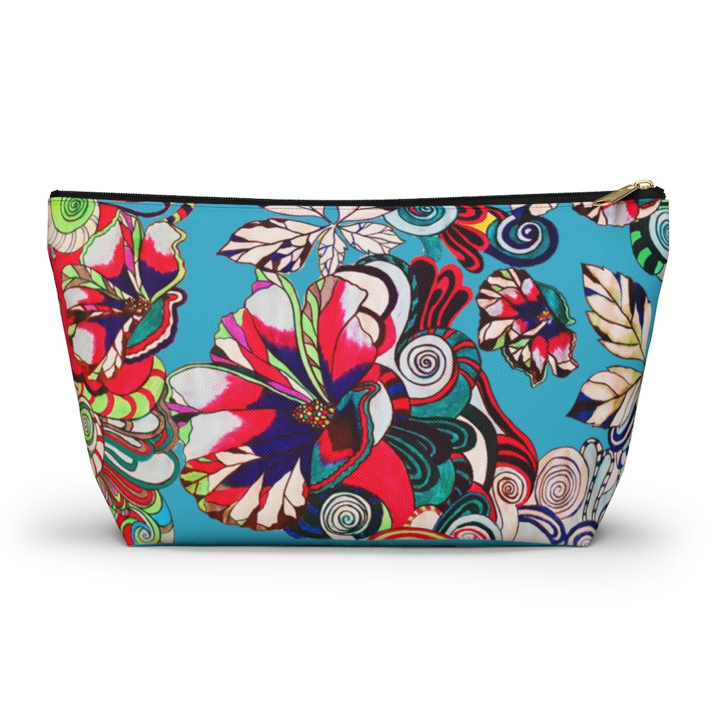 Floral Pop Aqua Accessory Pouch