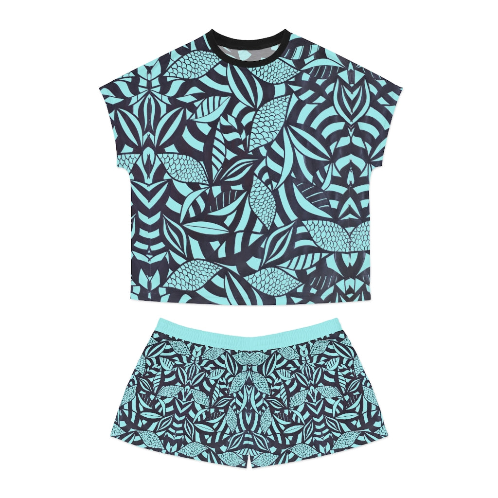 Icy Tropical Minimalist Short Pajama Set (AOP)