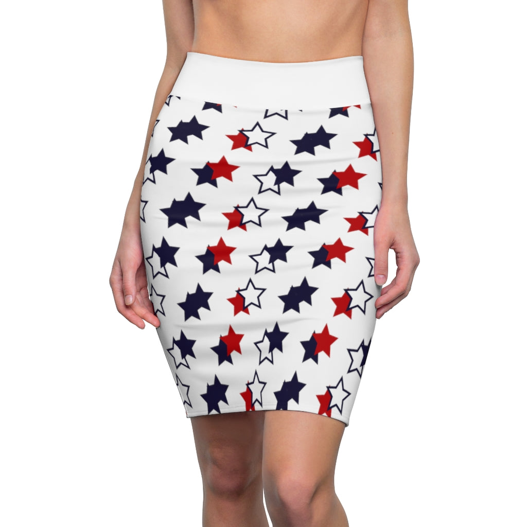 AOP Starry White Pencil Skirt