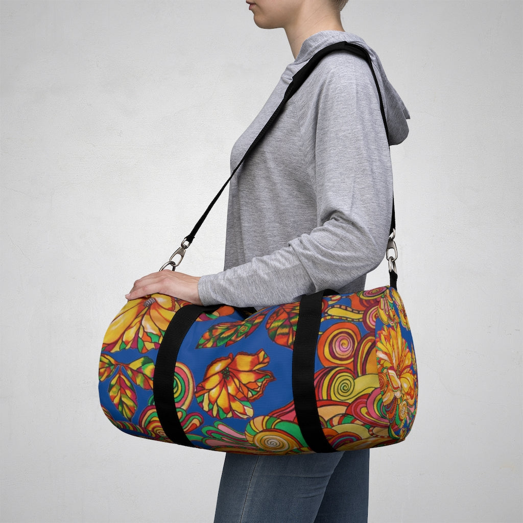 Artsy Floral Royal Blue Duffel Bag