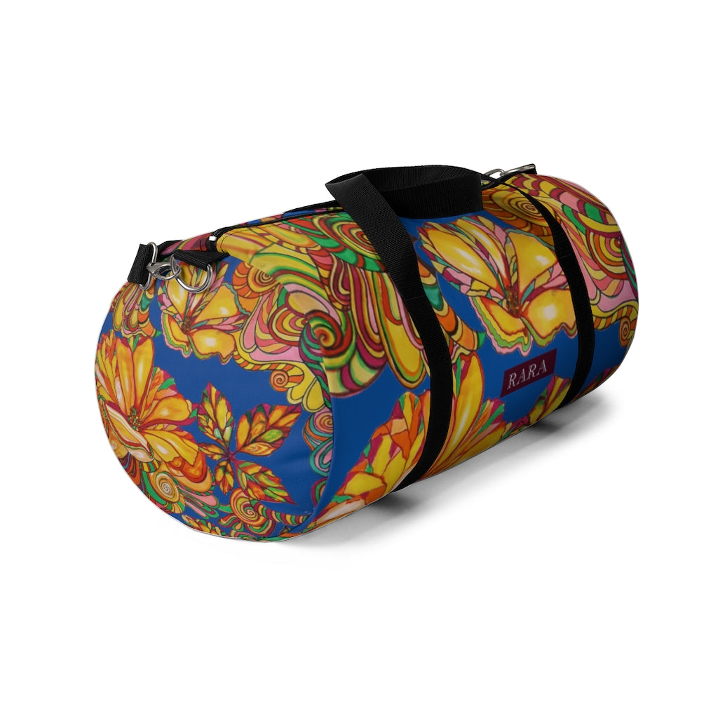 Artsy Floral Royal Blue Duffel Bag