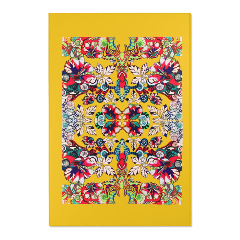 Artsy Floral Pop Yellow Area Rug