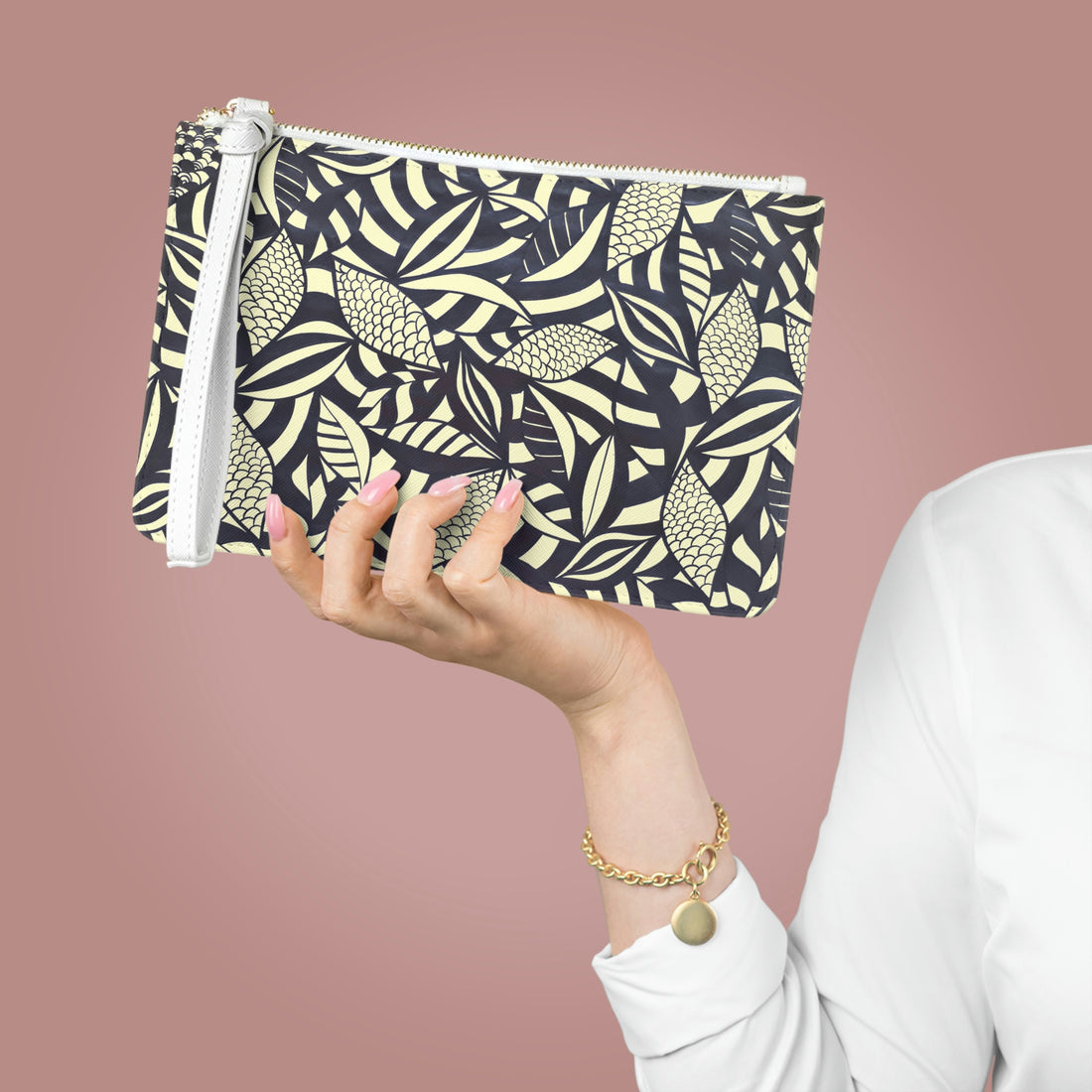 Cream Tropical Minimalist Clutch Bag