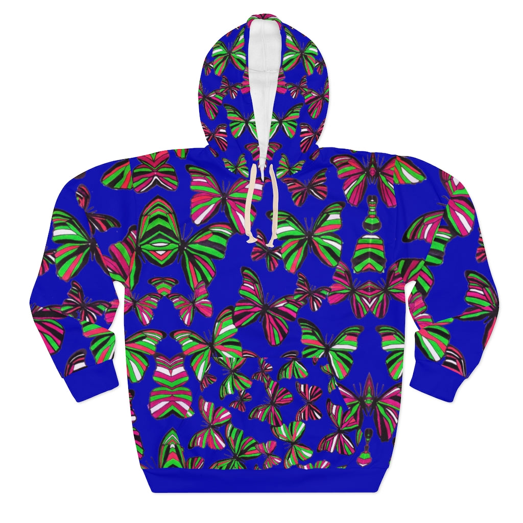 Butterflies Pullover Electric Blue Hoodie