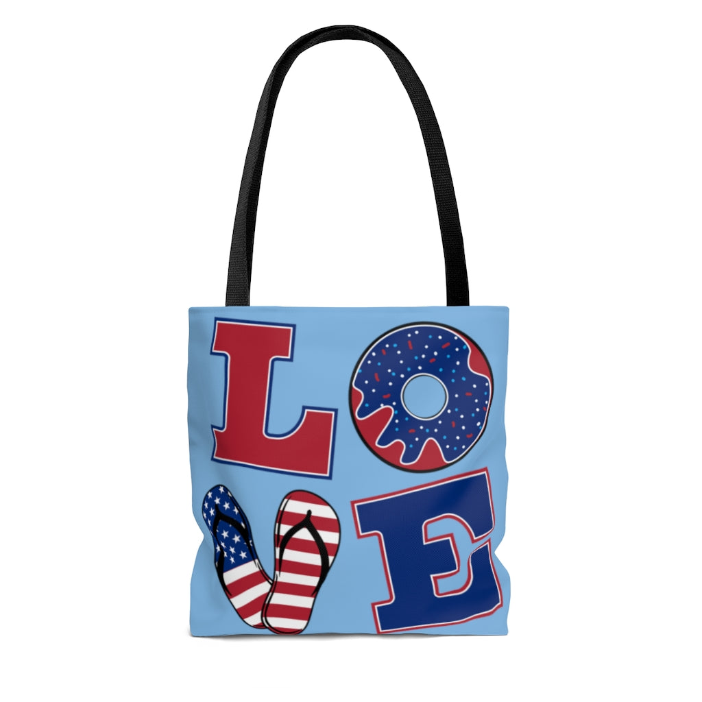 AOP American Love Blue Tote Bag