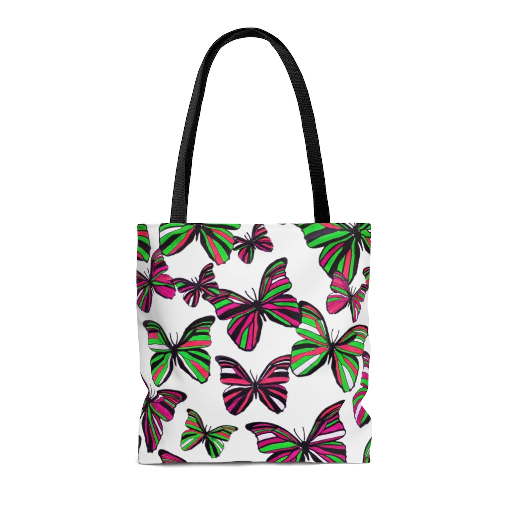 AOP Butterflies White Tote Bag