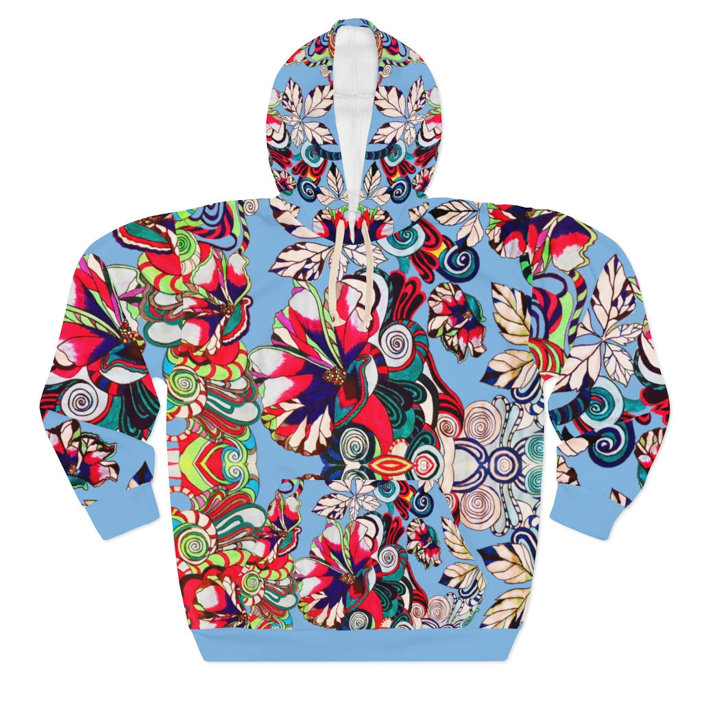 Artsy Floral Pop Pullover Sky Hoodie