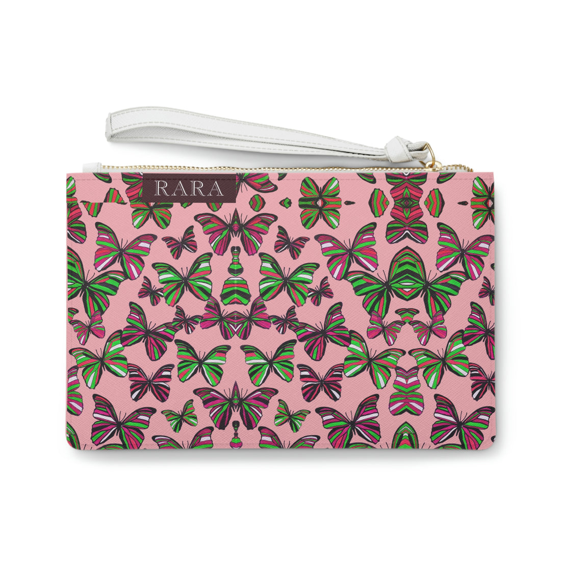 Blush Butterfly Print Clutch Bag