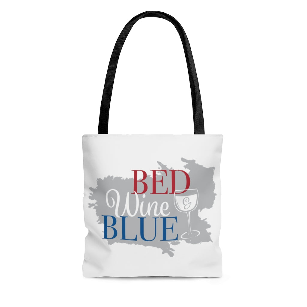 AOP Bed & Wine White Tote Bag