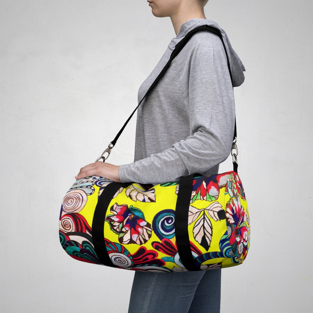 Artsy Floral Pop Canary Duffel Bag