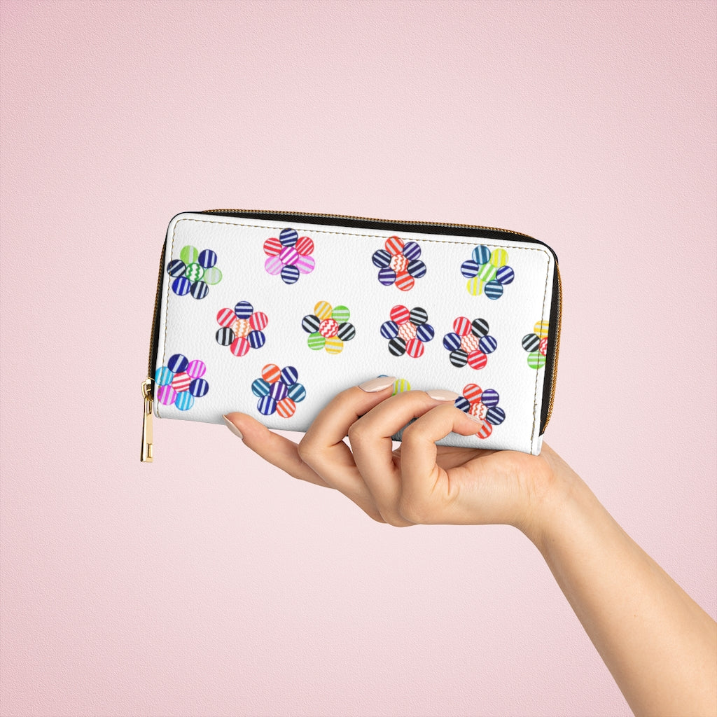 white candy floral wallet