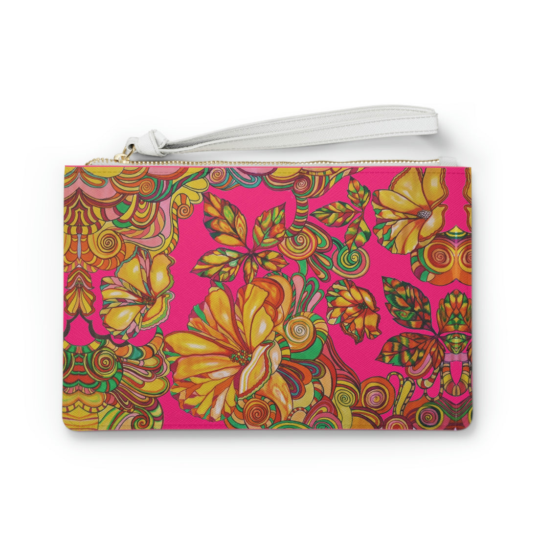 Hot Pink Artsy Floral Clutch Bag