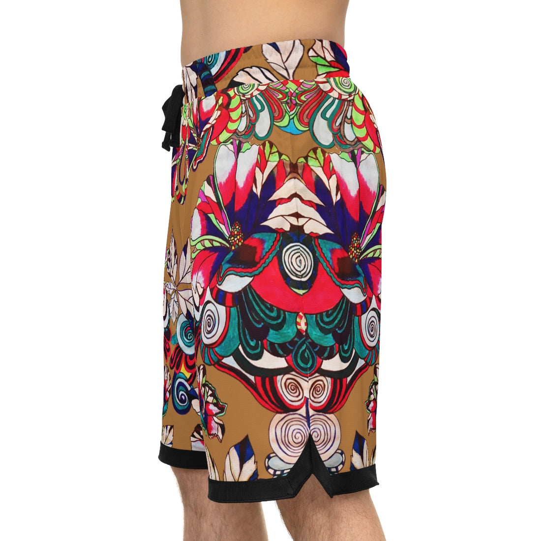 tussock graphic floral basketball shorts