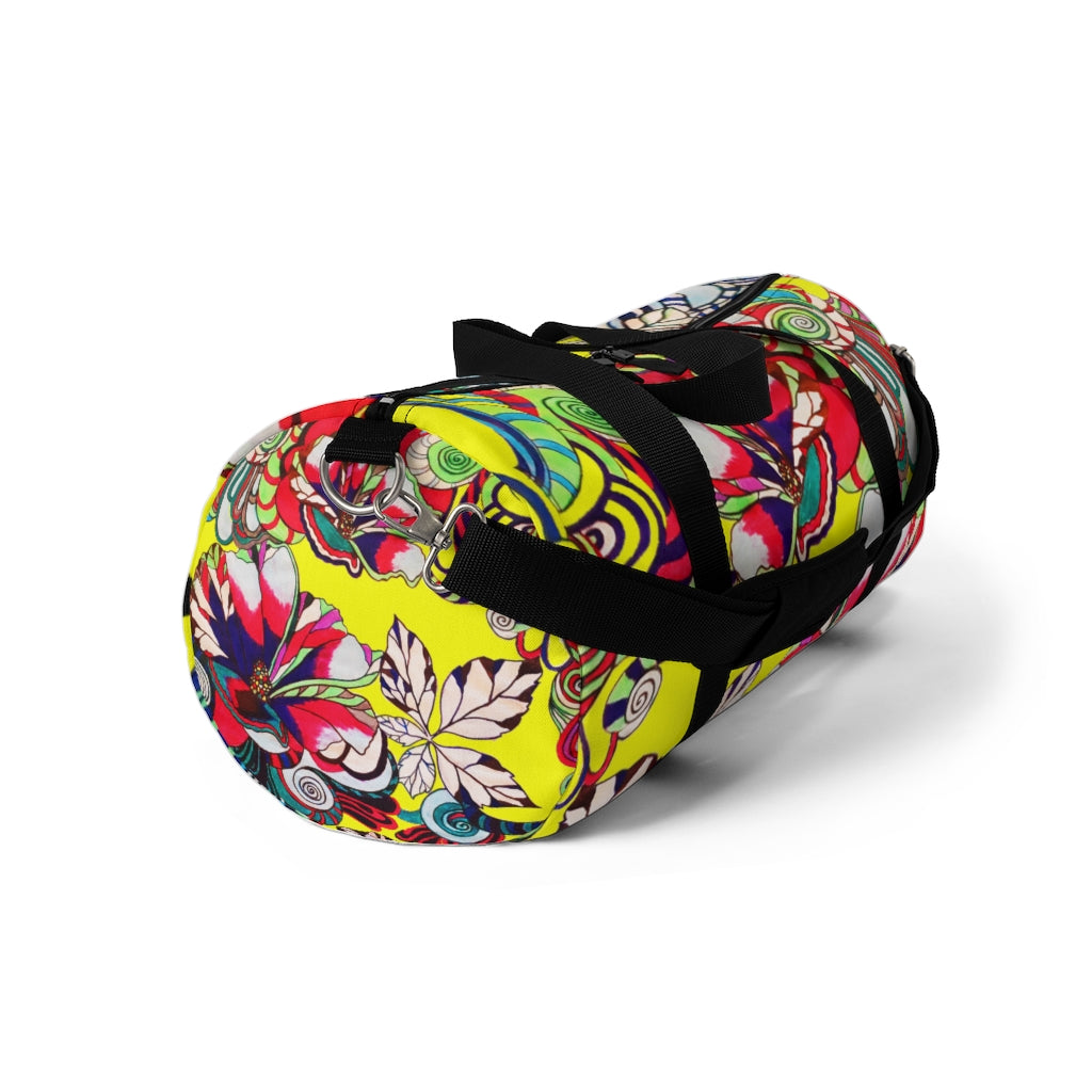 Artsy Floral Pop Canary Duffel Bag
