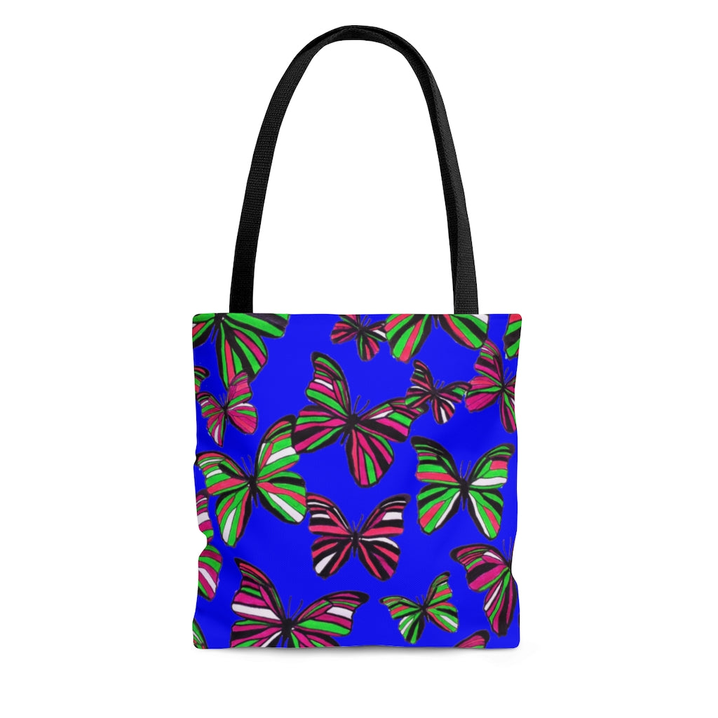 AOP Butterflies Electric Blue Tote Bag
