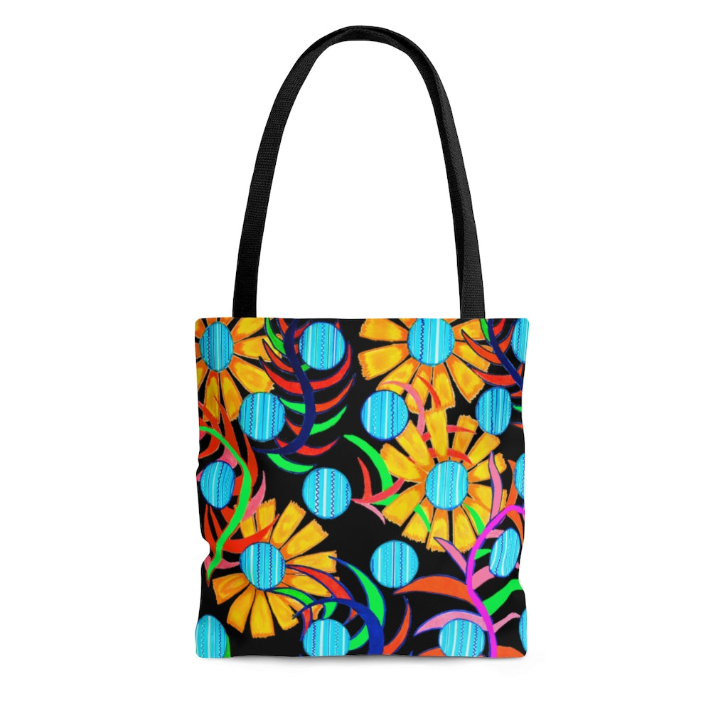AOP The Sunflower Black Tote Bag