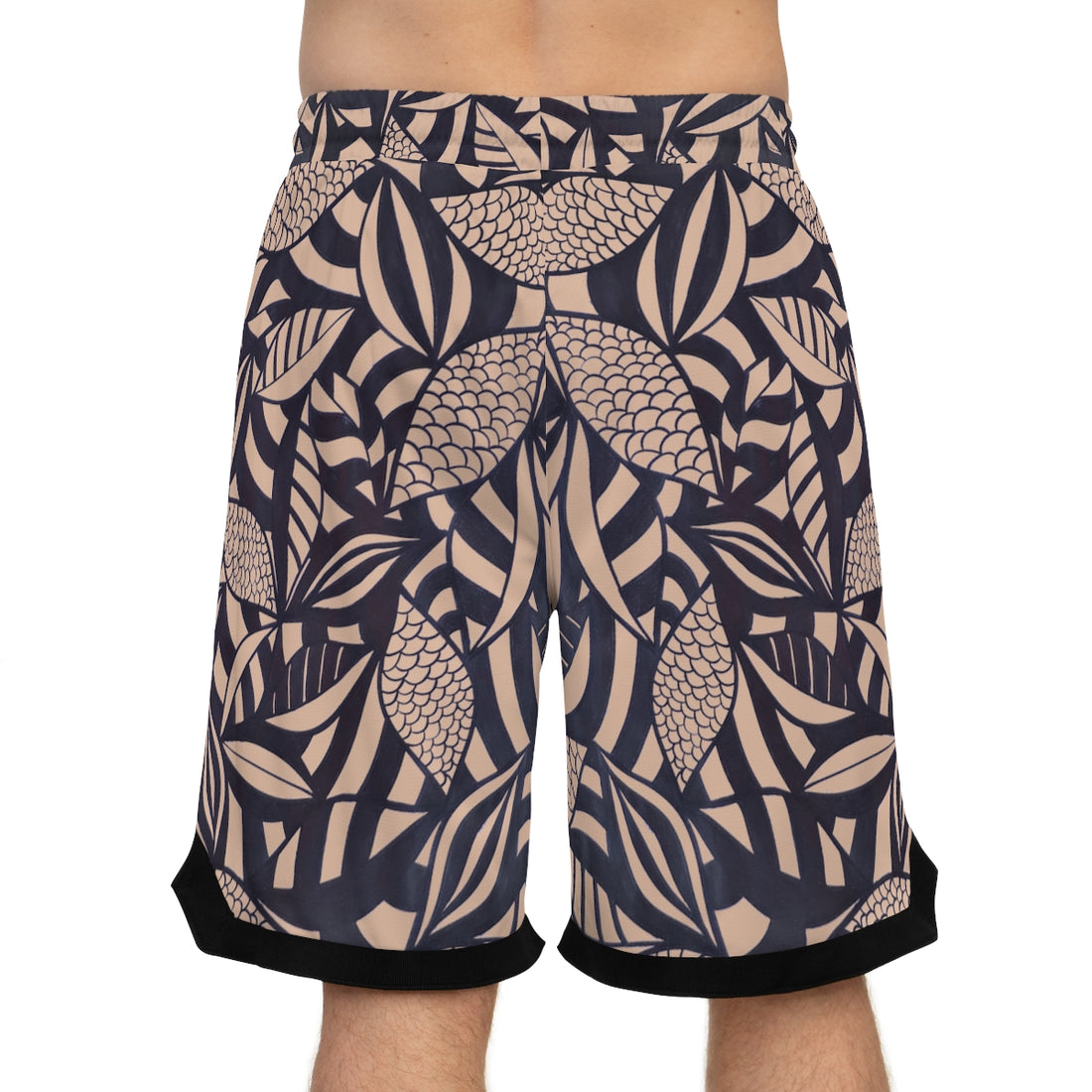 nude tropical print basketball shorts
