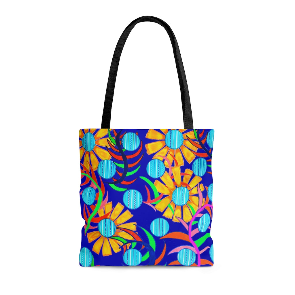 AOP The Sunflower Electric Blue Tote Bag