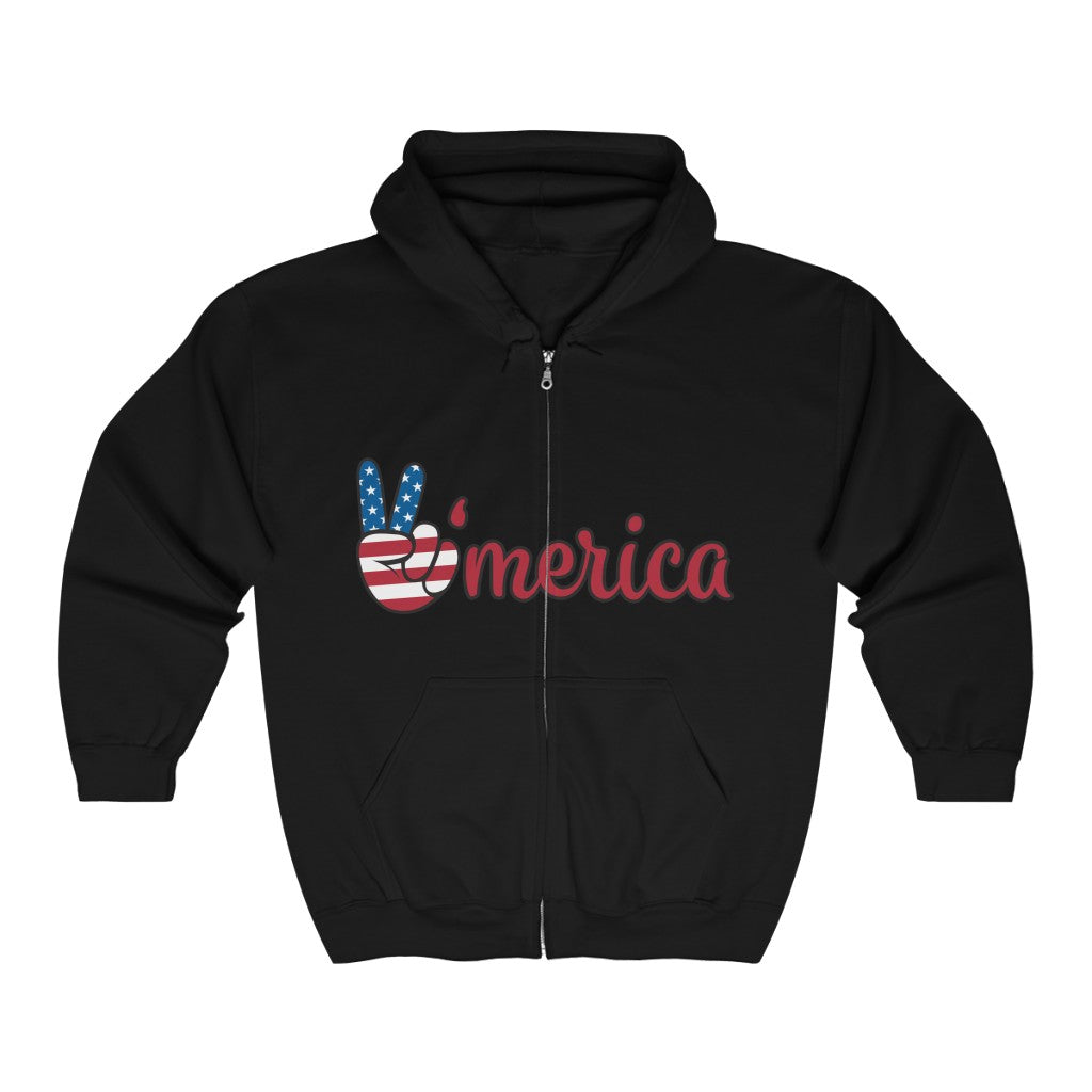 America Unisex Zip - up Hoodie