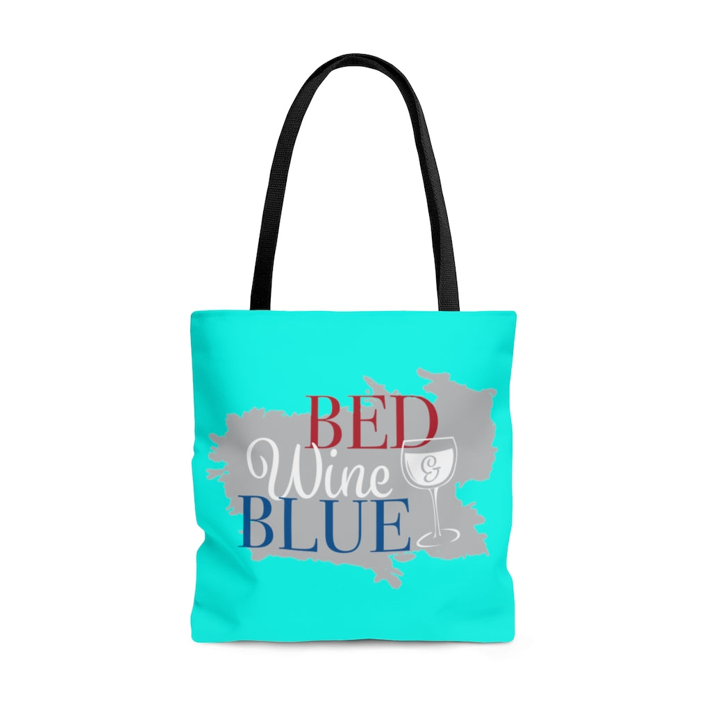 AOP Bed & Wine Cyan Tote Bag