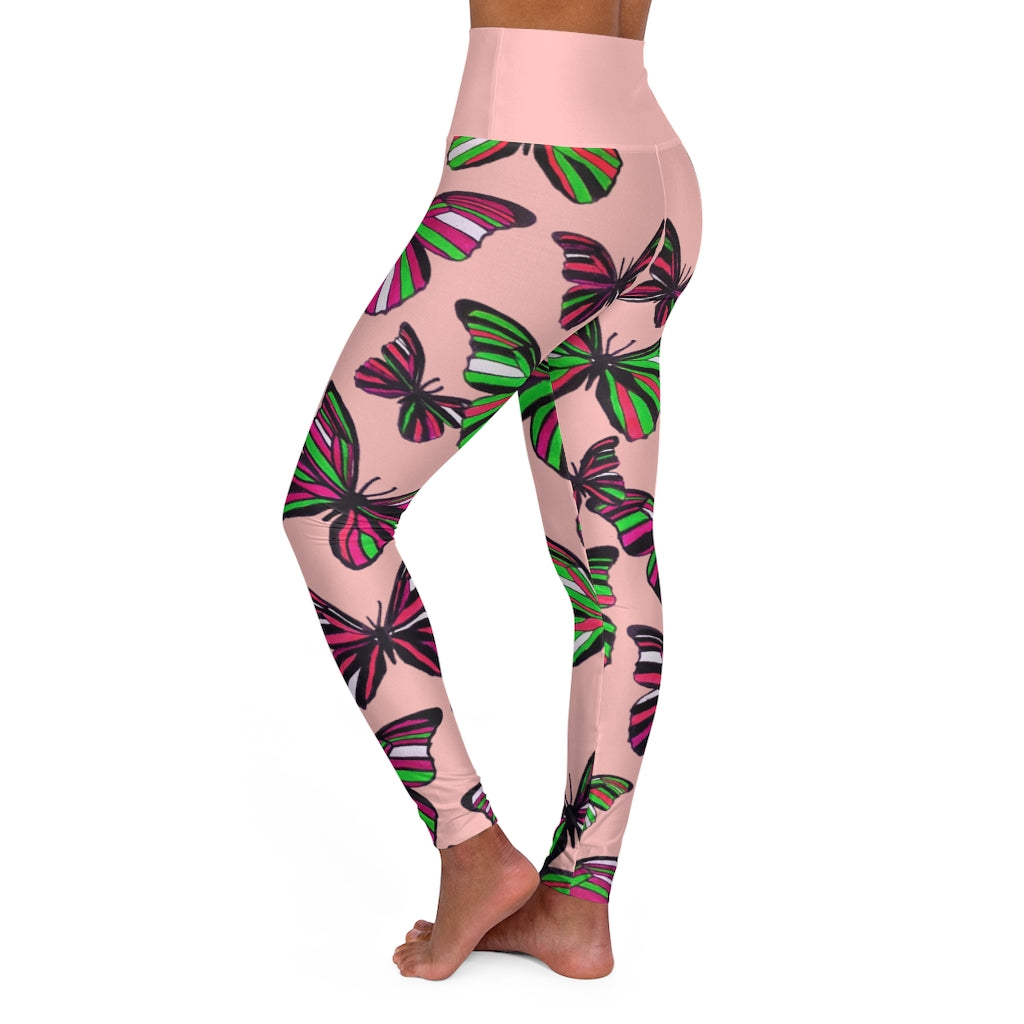 High Waisted Blush Butterfly Leggings