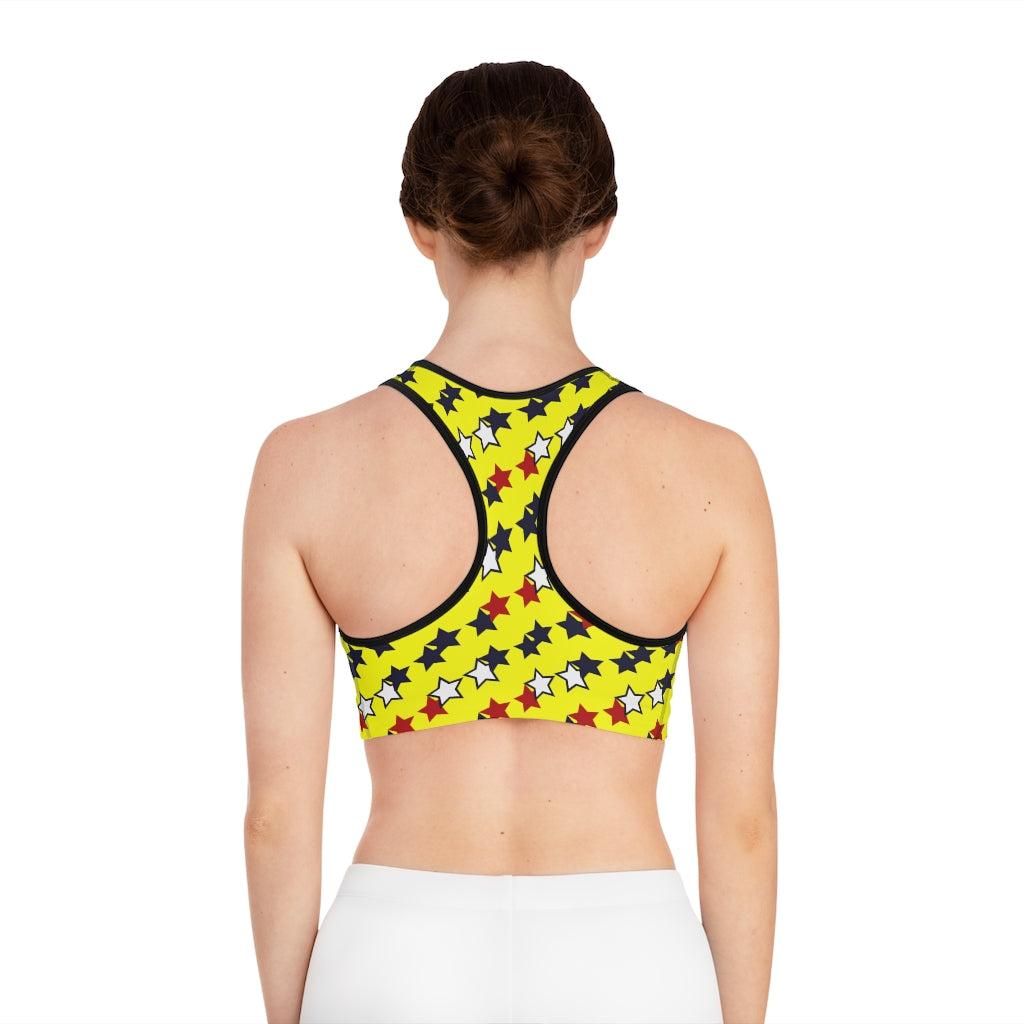 Canary Star Print (AOP) Sports Bra