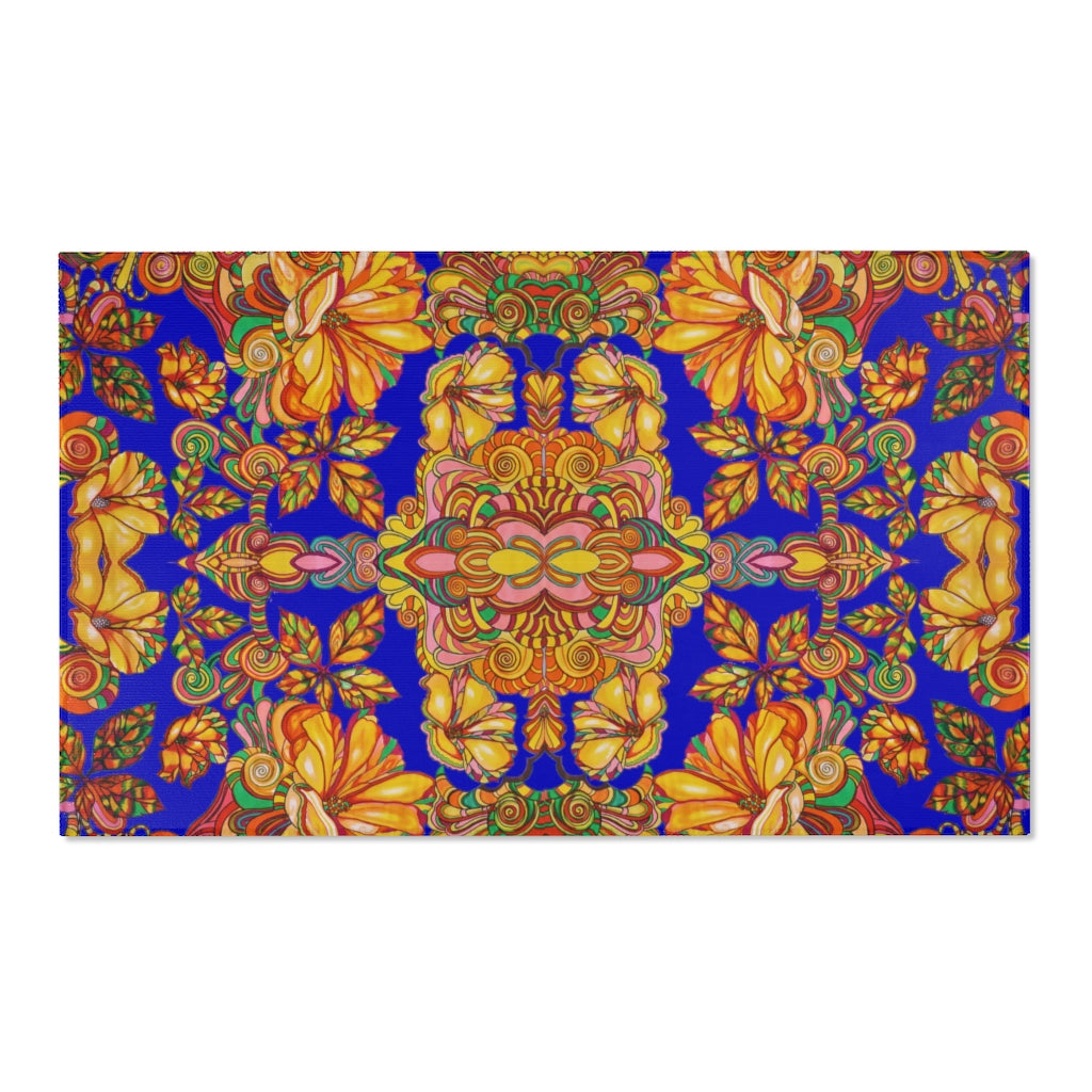 Artsy Floral Royal Blue Area Rug