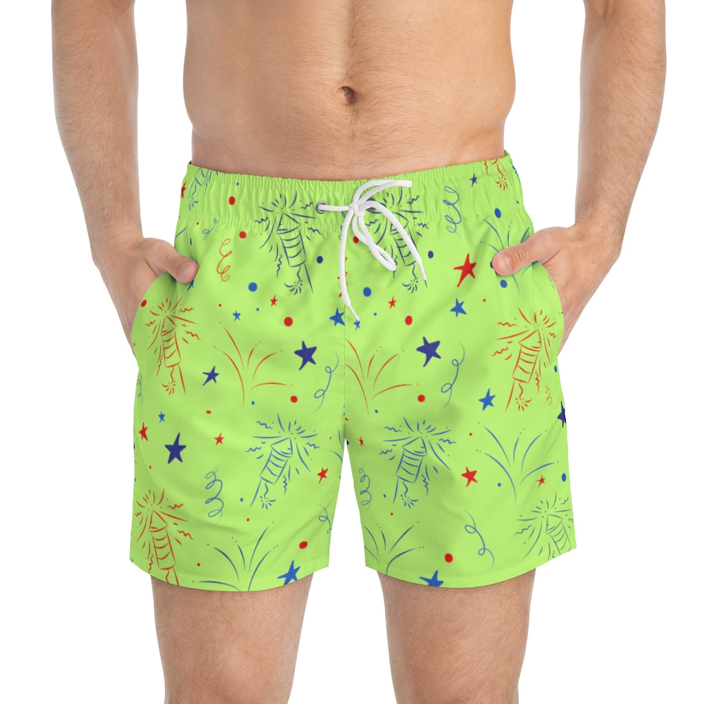 Men's Firecracker Lime Swimming Trunks