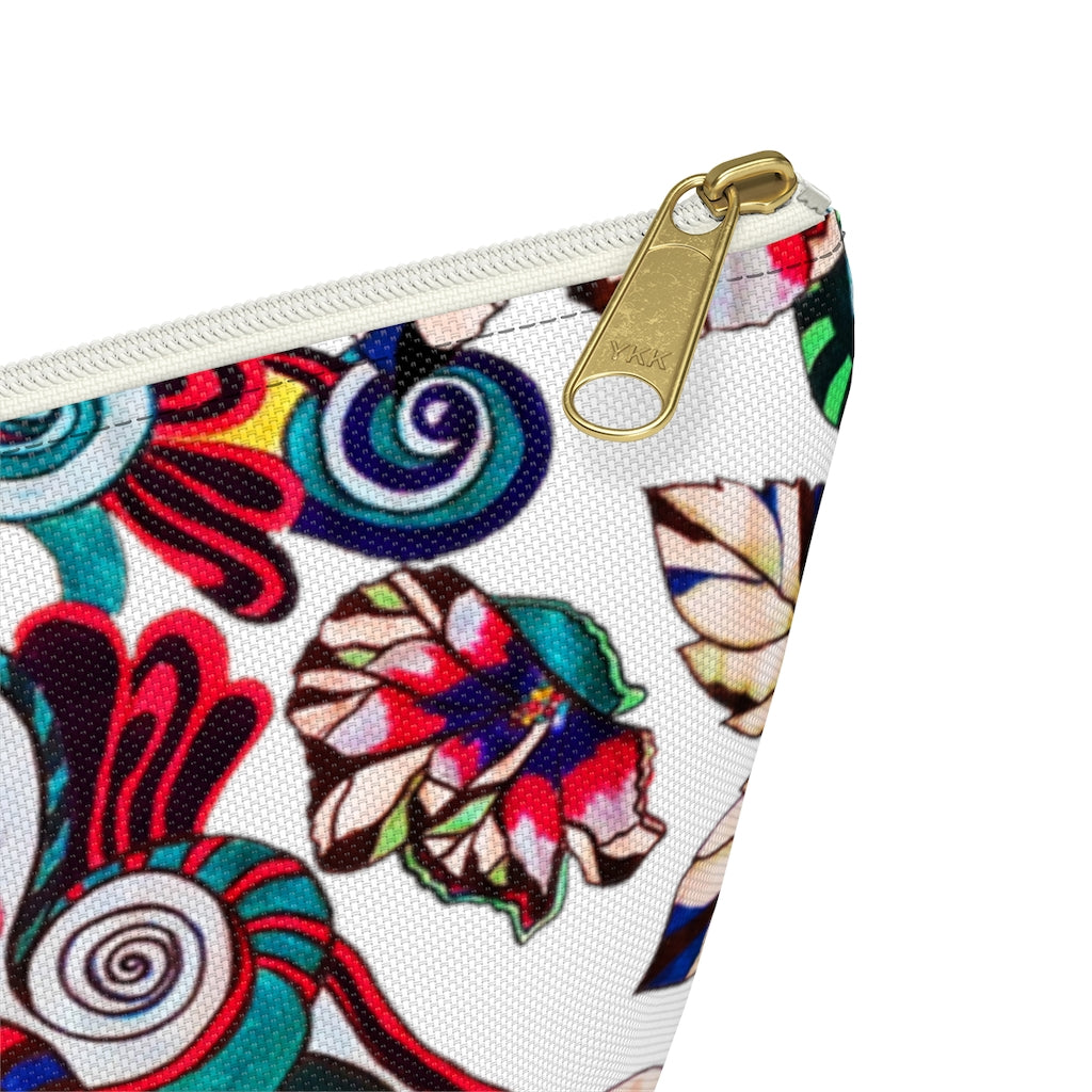 Floral Pop White Accessory Pouch