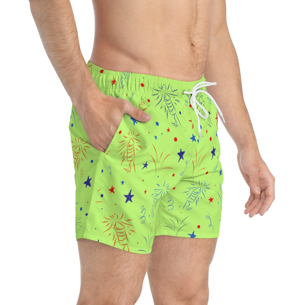 Men's Firecracker Lime Swimming Trunks