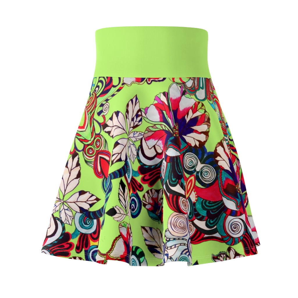 Graphic Floral Lime Skater Skirt