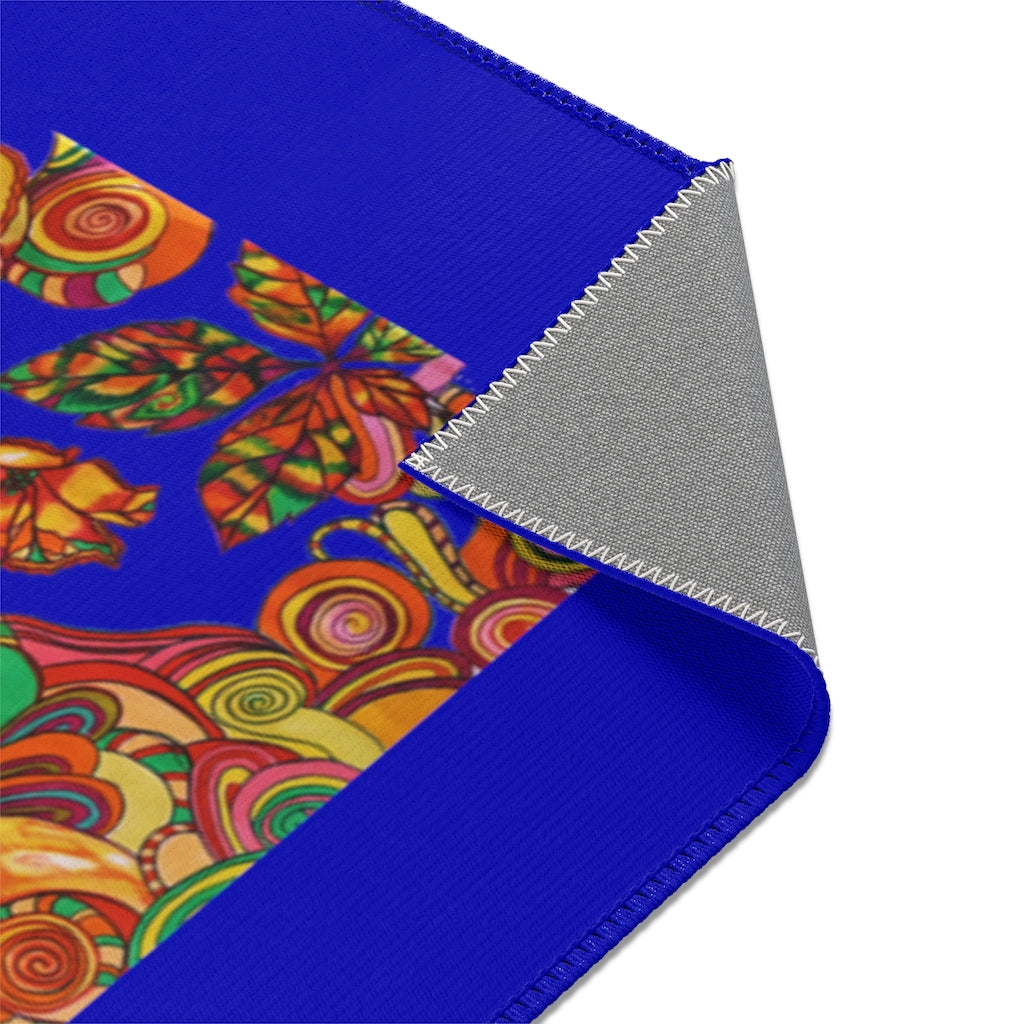 Artsy Floral Royal Blue Area Rug