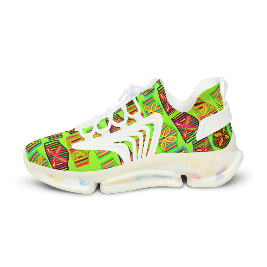 Lime Deco Print OTT Men's Mesh Knit Sneakers