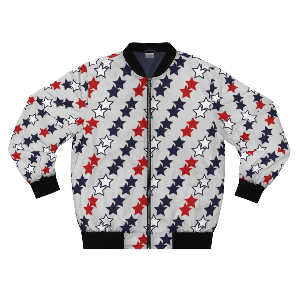 slate men's wear star print bomber jacket
