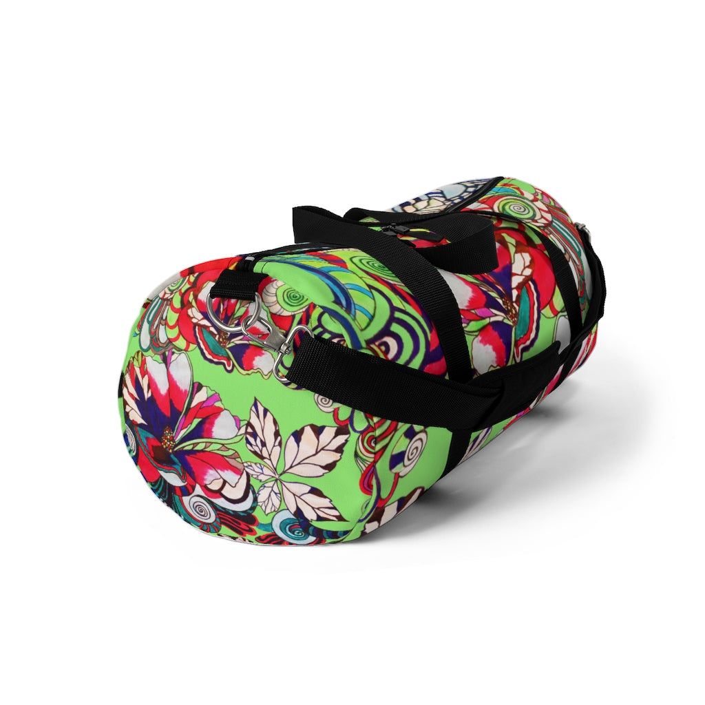 Artsy Floral Pop Green Duffel Bag